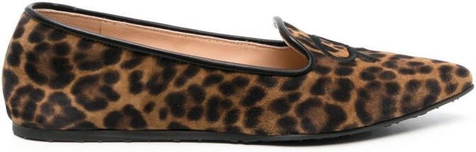 Gianvito Rossi leopard-print loafers Brown