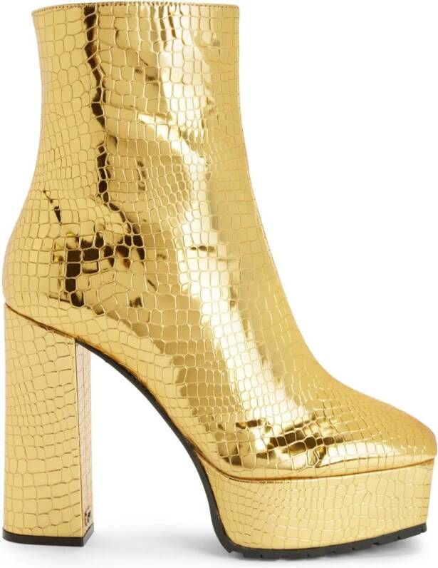 Giuseppe Zanotti Morgana 120mm crocodile-effect ankle boots Gold