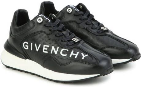 Givenchy Kids logo-print lace-up panelled sneakers Black