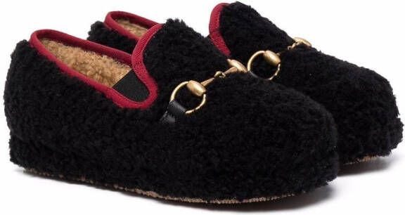 Gucci Kids horsebit-detail slippers Black