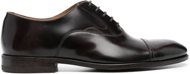 Henderson Baracco almond-toe leather derby shoes Brown