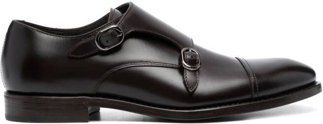 Henderson Baracco almond-toe leather monk shoes Brown