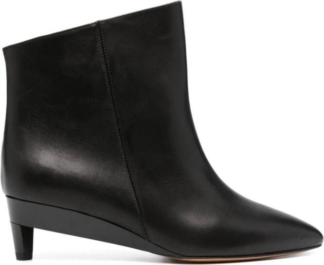 ISABEL MARANT leather asymmetric ankle boots Black