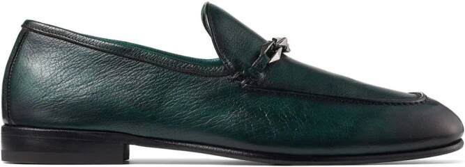 Jimmy Choo Marti Reverse leather loafers Green
