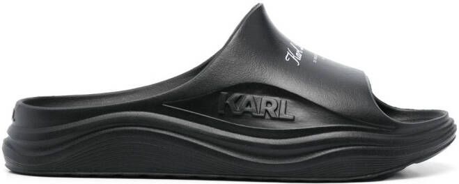 Karl Lagerfeld logo-print open-toe slides Black