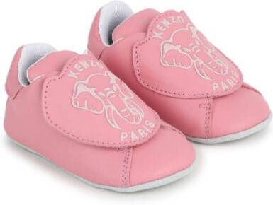 Kenzo Kids Elephant-print touch-strap slippers Pink