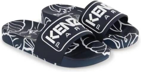 Kenzo Kids raised-logo slip-on slides Blue