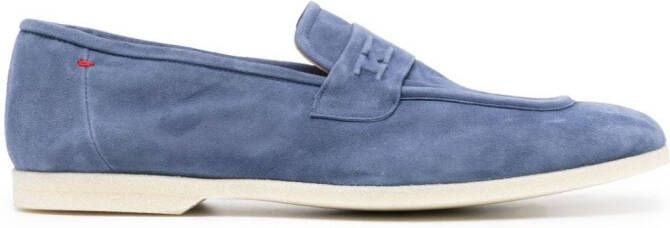 Kiton square-toe suede loafers Blue