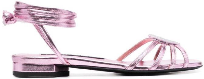 Les Petits Joueurs crystal-embellished heart sandals Pink