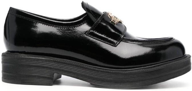 Love Moschino logo-plaque leather loafers Black