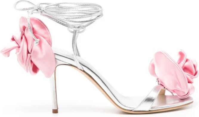 Magda Butrym 80mm rose-appliqué sandals Silver