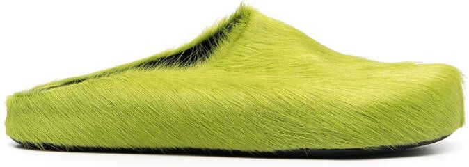 Marni Fussbet Sabot calf-hair slippers Green