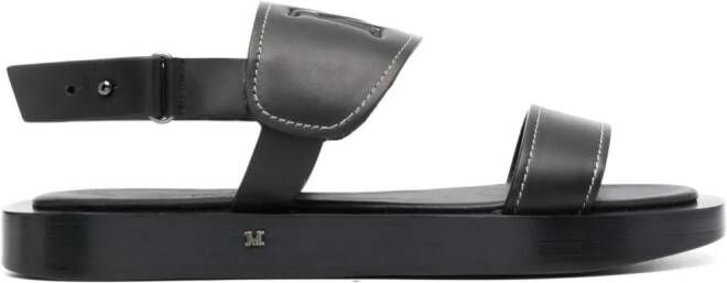 Max Mara debossed-logo leather sandals Black