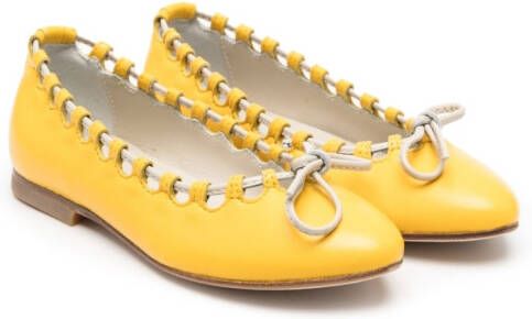 Mi Sol lace-up-detail leather ballerinas Yellow