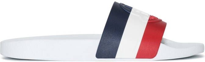 Moncler Basile stripe flat slides White