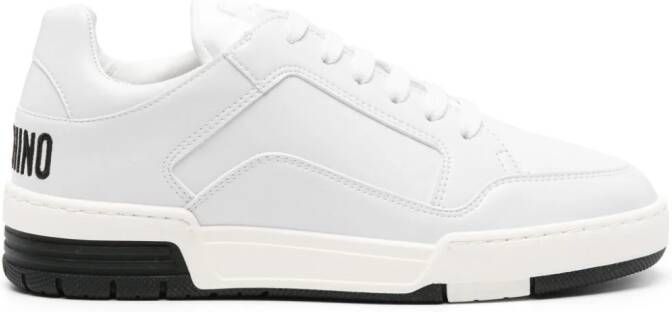 Moschino logo-embroidered leather sneakers White