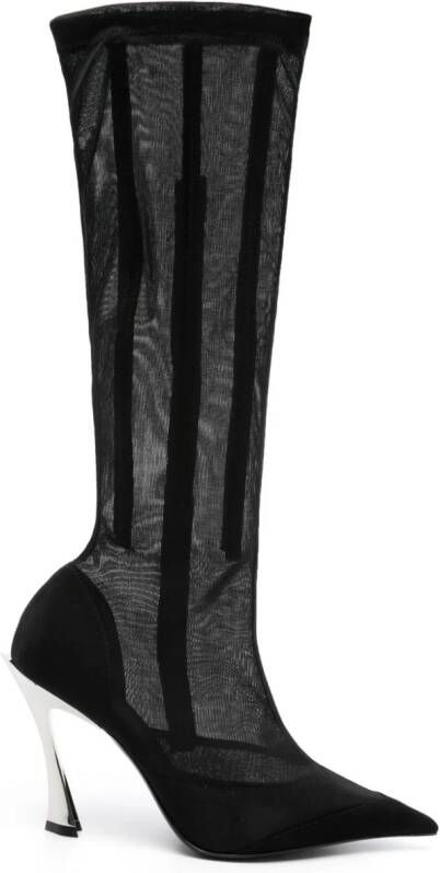 Mugler 95mm mesh boots Black