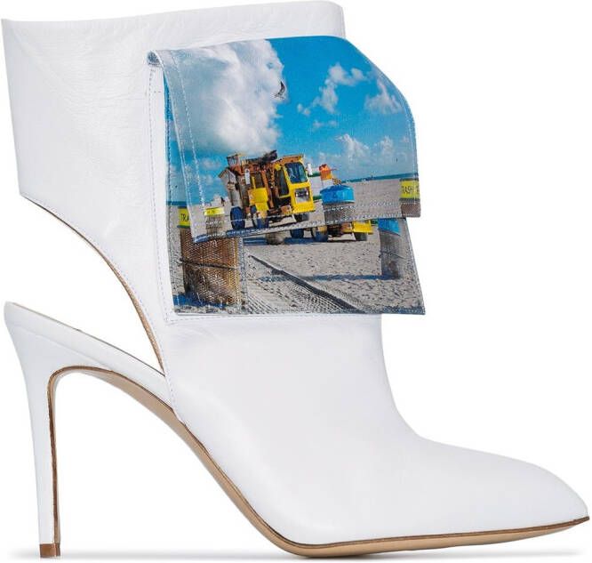 Natasha Zinko beach trash logo ankle boots White