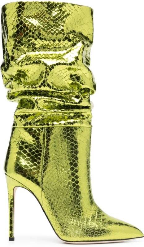 Paris Texas 105mm snakeskin-effect metallic boots Yellow