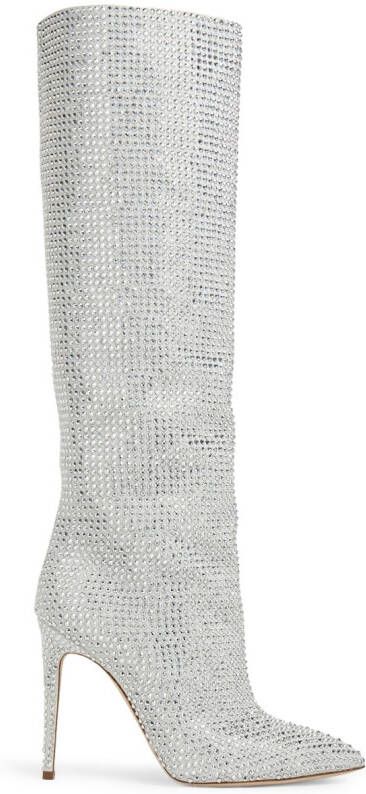 Paris Texas Holly crystal-embellished 105mm knee boots Silver