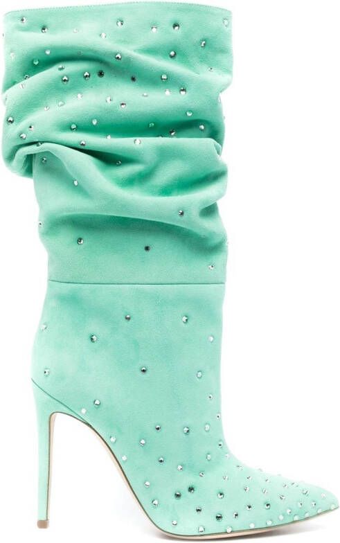 Paris Texas Holly crystal-embellished boots Green