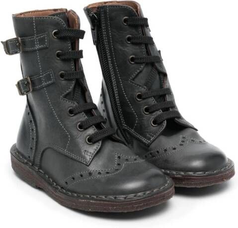Pèpè lace-up leather boots Grey