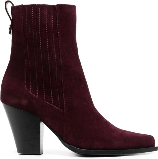 Pollini Texas Flair 80mm suede boots Purple