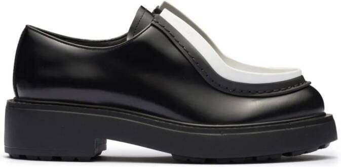 Prada contrast-trim leather lace-up shoes Black