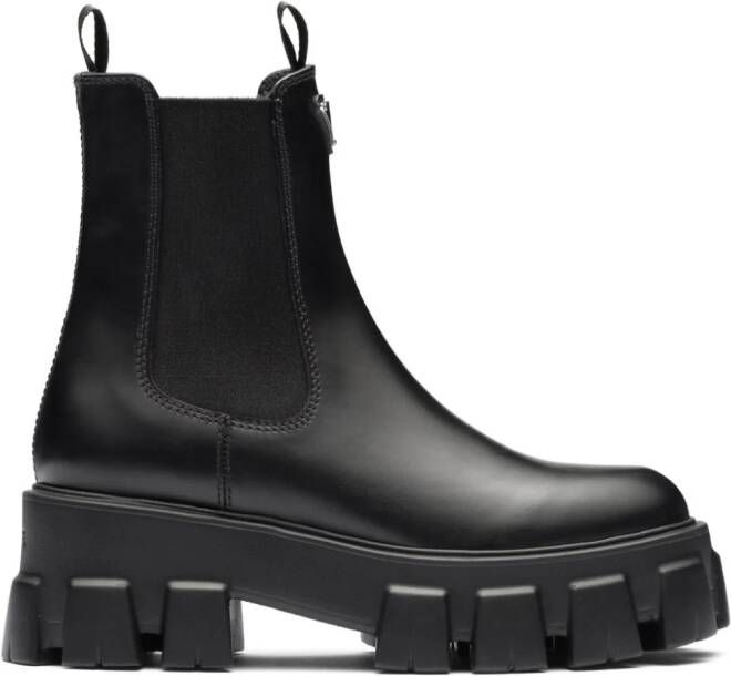 Prada Moonlith brushed leather ankle boots Black