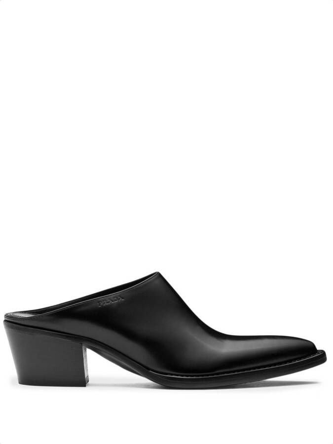 Prada point-toe leather mules Black