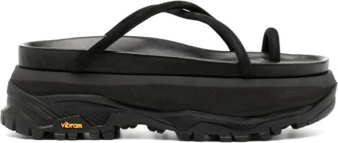 Sacai crossover-strap suede platform sandals Black
