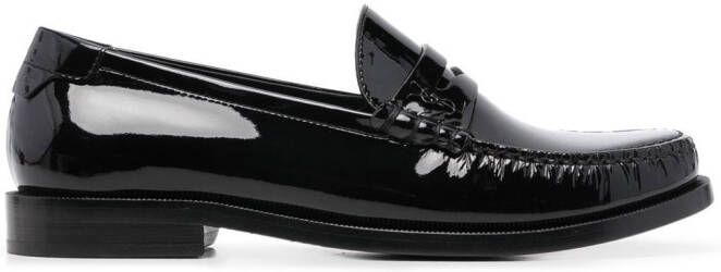 Saint Laurent high-shine leather loafers Black
