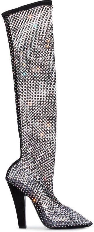 Saint Laurent Koller crystal net 110mm boots Black