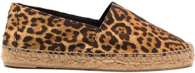 Saint Laurent leopard-print leather espadrilles Neutrals