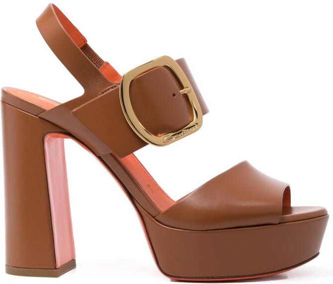 Santoni 105mm block-heel sandals Brown