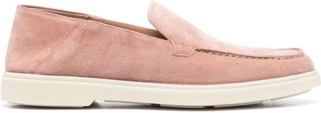 Santoni round-toe suede loafers Pink