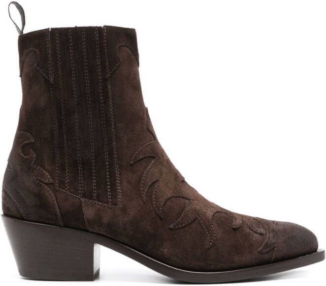 Sartore 45mm western suede ankle boots Brown