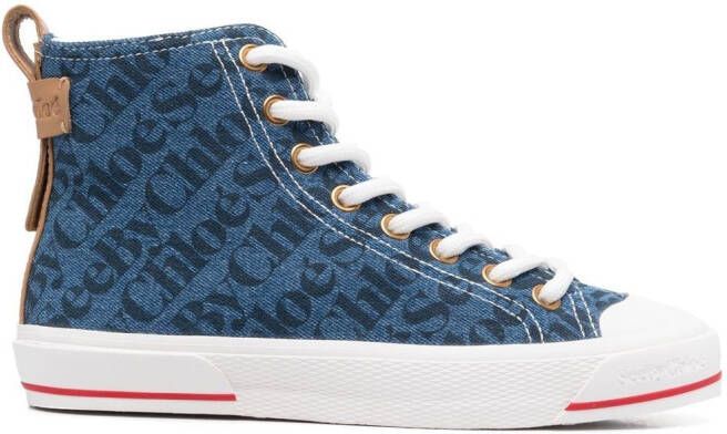 See by Chloé logo-print high-top trainers Blue