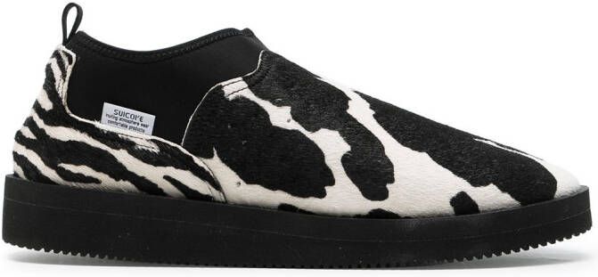 Suicoke animal-print slip-on shoes Black
