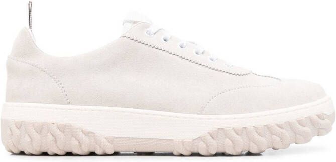 Thom Browne grosgrain-loop trim lace-up sneakers White