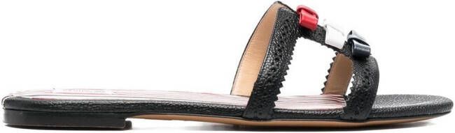 Thom Browne three-bow detail flat slide sandals Black