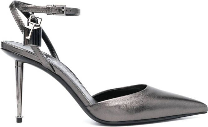 TOM FORD Padlock leather pumps Grey