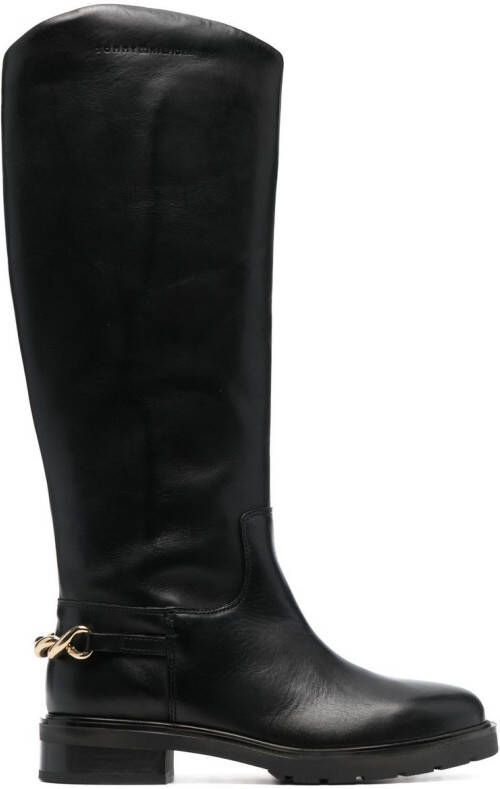 Tommy Hilfiger chain-link detail boots Black