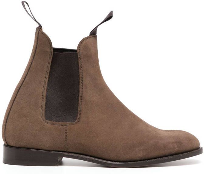 Tricker's elasticated-panels suede ankle boots Brown
