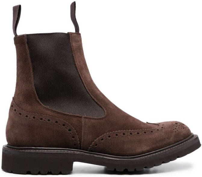 Tricker's perforated suede ankle boots Brown