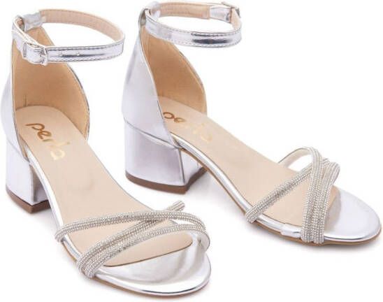 Tulleen rhinestone-embellished triple-strap sandals Silver
