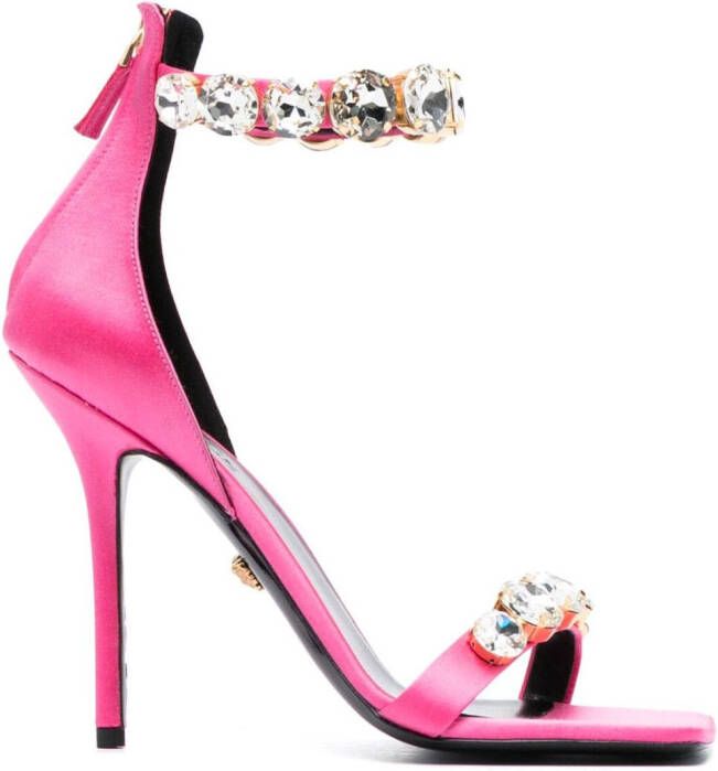 Versace 110mm crystal-embellished satin sandals Pink
