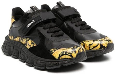 Versace Kids Barocco print touch-strap sneakers Black