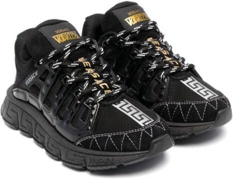 Versace Kids Greca lace-up sneakers Black
