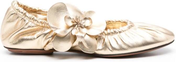 ZIMMERMANN Orchid leather ballerina shoes Gold